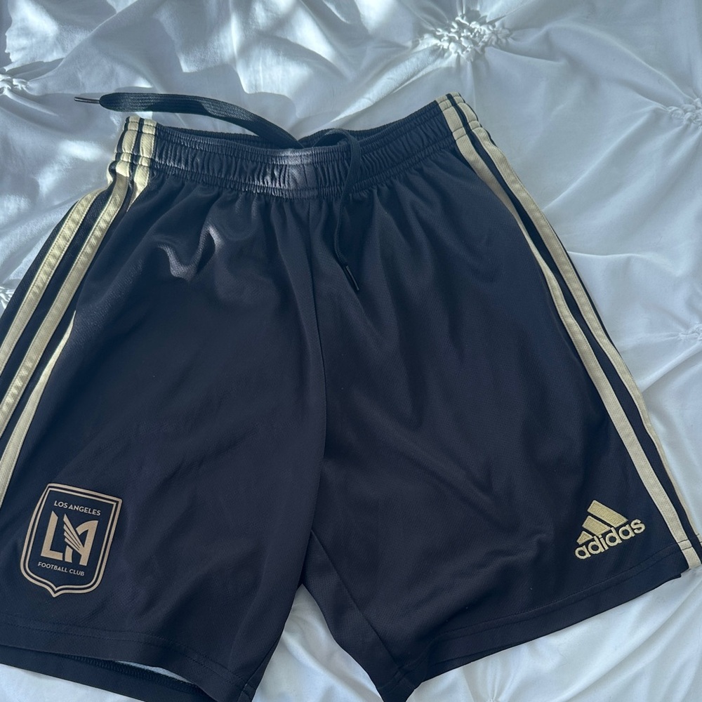 Adidas Men's Black and Gold Athletic Shorts